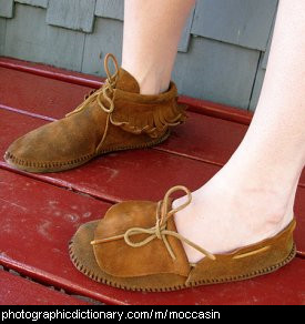 Photo of someone wearing moccasins