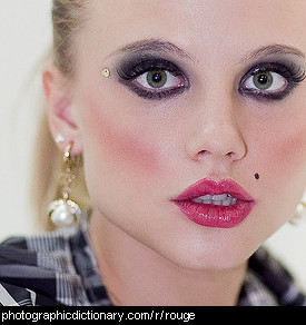 Photo of a woman wearing rouge