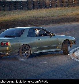 Photo of a car skidding