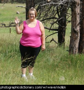 Photo of a woman waving