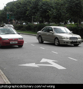 Photo of cars travelling the wrong way